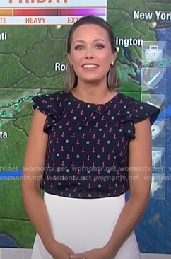 Dylan’s navy anchor print ruffle top on Today