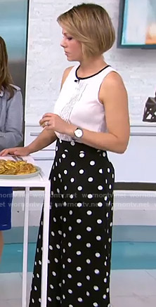 Dylan’s black polka dot wide-leg pants on Today