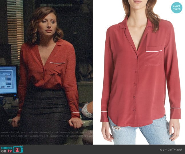 Equipment Keira Silk Shirt in Pinot Noir worn by Peyton Charles (Aly Michalka) on iZombie
