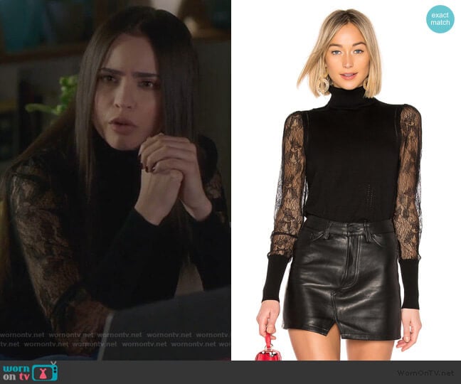 Equipment Sid Top worn by Ava Jalali (Sofia Carson) on Pretty Little Liars The Perfectionists