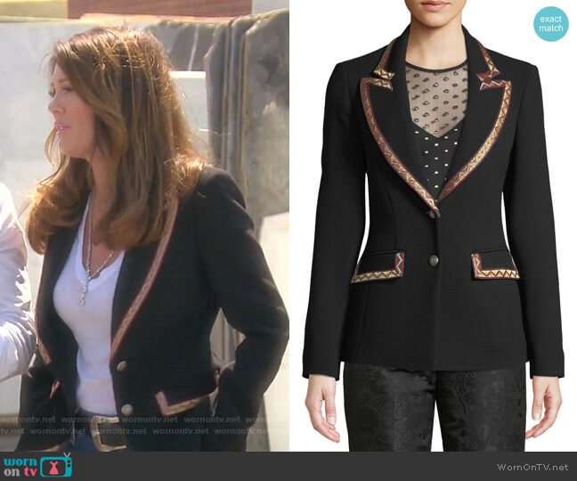 Etro Single-Breasted Blazer with Embroidered Ribbon Trim worn by Lisa Vanderpump on The Real Housewives of Beverly Hills