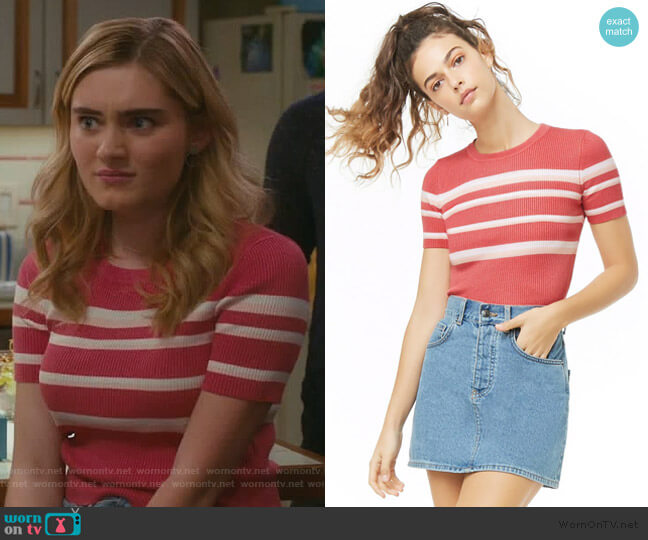 Forever 21 Striped Sweater-Knit Top worn by Taylor Otto (Meg Donnelly) on American Housewife