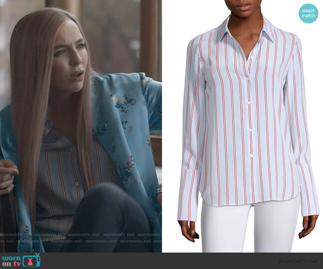 Frame Silk Button-Front Blouse worn by Villanelle (Jodie Comer) on Killing Eve