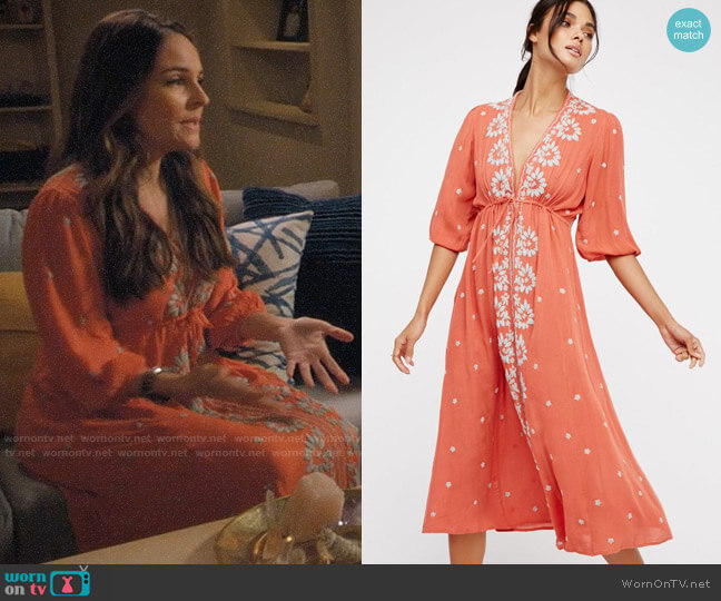 Free People Embroidered Fable Midi Dress worn by Luisa Alver (Yara Martinez) on Jane the Virgin