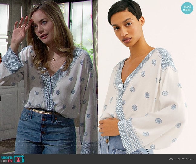 Free People On Board Bodysuit in Ivory Combo worn by Hope Logan (Annika Noelle) on The Bold and the Beautiful