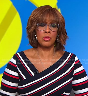 Gayle’s striped cross-front dress on CBS This Morning