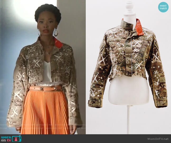 Girl God Butterfly Girl Jacket worn by Monica Colby (Wakeema Hollis) on Dynasty