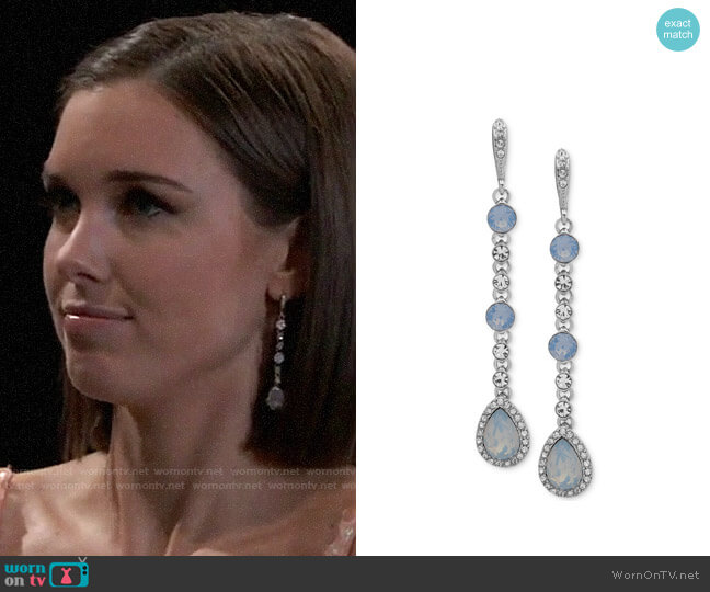 Givenchy Crystal & Stone Linear Extra Large Drop Earrings worn by Willow Tait (Katelyn MacMullen) on General Hospital
