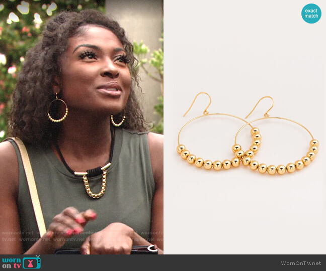 Gorjana Newport Large Drop Hoops worn by Ana Hamilton (Loren Lott) on The Young and the Restless