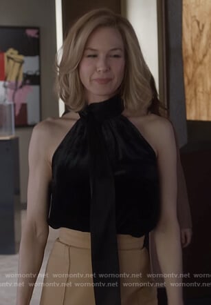 Anne’s black halterneck top on What/If