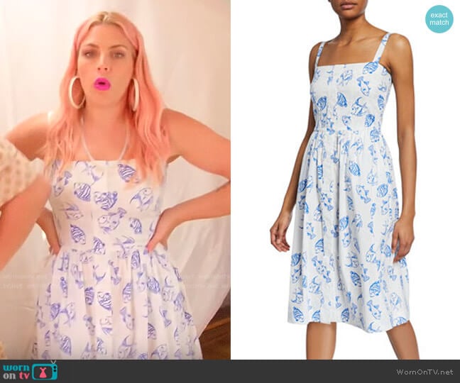 HVN Laura Fish Print Dress worn by Busy Philipps on Busy Tonight