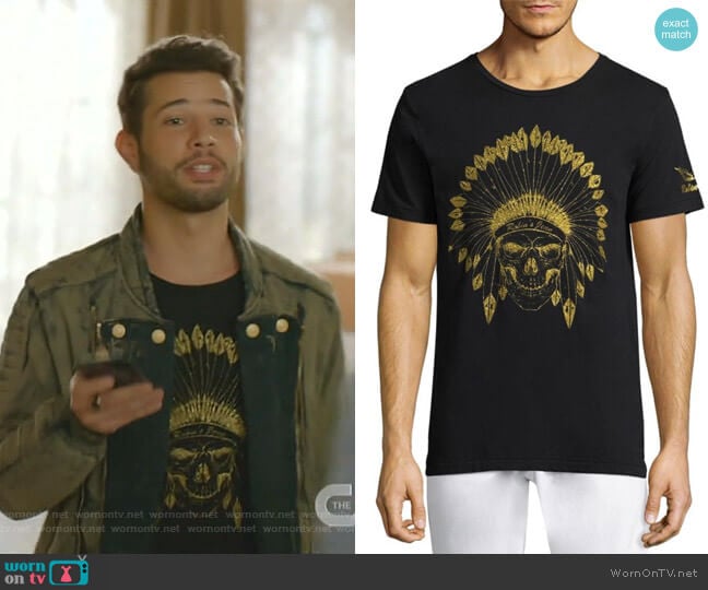 Robins Jeans Indian Skull Cotton Tee worn by Sam Flores (Rafael de la Fuente) on Dynasty