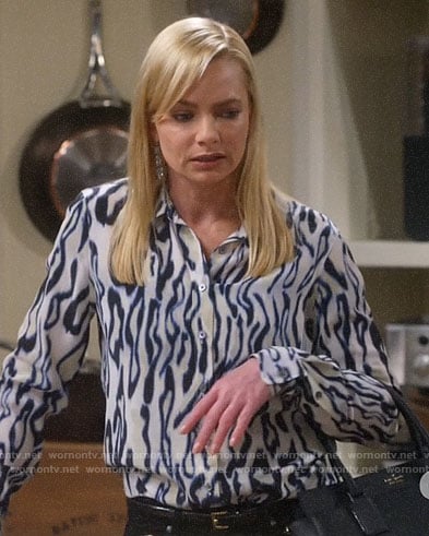 Jill’s animal print blouse on Mom