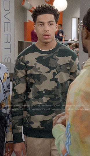 Junior’s green camo sweater on Black-ish