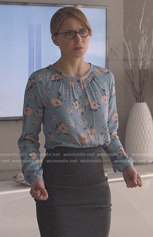 Kara’s blue floral blouse on Supergirl