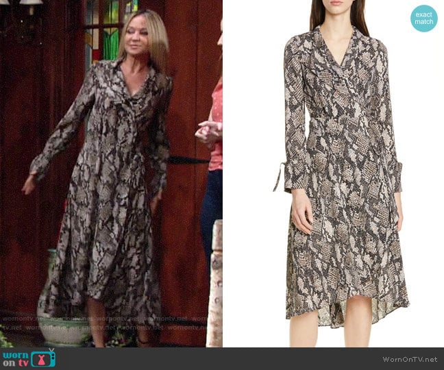 Karen Millen Snake Print Long Sleeve Dress worn by Sharon Newman (Sharon Case) on The Young and the Restless