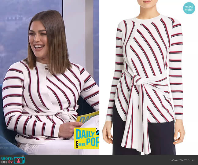 Karen Millen Tie-Front Striped Sweater worn by Carissa Loethen Culiner on E! News
