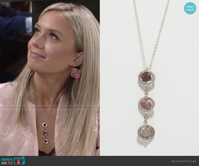Kari Asbury Ombre Strawberry Quartz Rose Gold Filled Necklace worn by Abby Newman (Melissa Ordway) on The Young and the Restless
