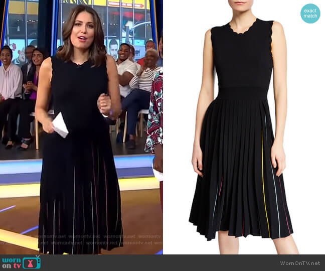 Kate Spade Crewneck Sleeveless Pleated Sweater Dress worn by Cecilia Vega on Good Morning America