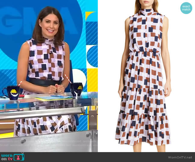 Kate Spade Geo Squares Midi Dress worn by Cecilia Vega on Good Morning America