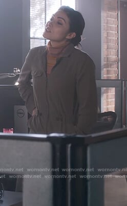 Cassidy’s striped top and utility jumpsuit on What/If