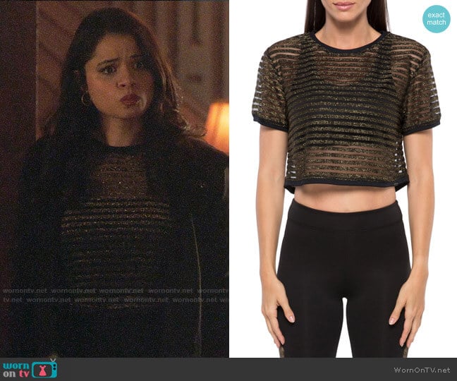 Koral Activewear Terrain Metallic Active Crop Top worn by Mel Vera (Melonie Diaz) on Charmed