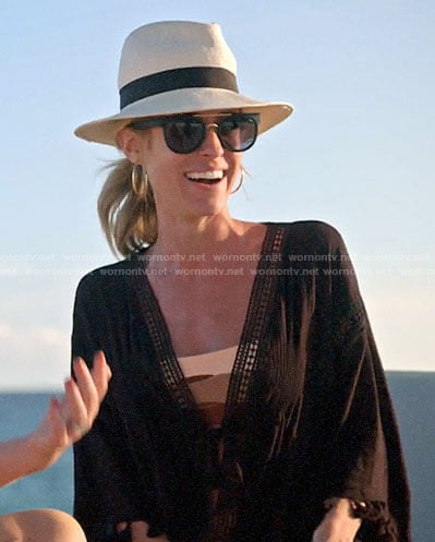 Kristin’s brown striped bikini and black cover-up on Very Cavallari