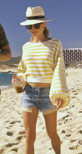 Kristin’s yellow striped balloon sleeve sweater on Very Cavallari