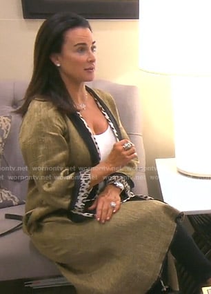 Kyle’s metallic kimono with leopard trim on The Real Housewives of Beverly Hills