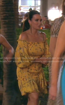 Kyle’s yellow floral off-shoulder dress on The Real Housewives of Beverly Hills