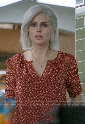 Liv’s red printed top jacket on iZombie