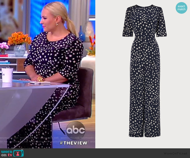 L.K. Bennett Loren Navy Start Print Jumpsuit worn by Meghan McCain on The View