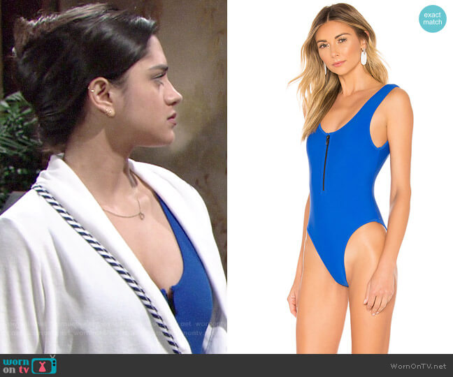 Lovers + Friends Zipped Up One-Piece worn by Lola Rosales (Sasha Calle) on The Young and the Restless