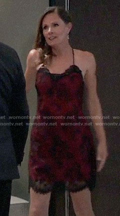 Lucy’s red and black lace chemise on General Hospital