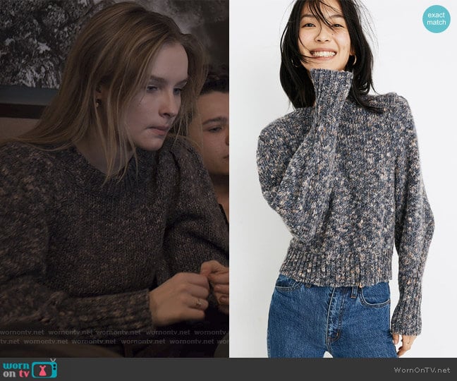 Madewell Pleat-Shoulder Pullover Sweater worn by Elle (Olivia DeJone) on The Society