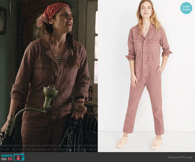 Madewell Coverall Jumpsuit in Dried Rosebud worn by Rio (Lake Bell) on Bless This Mess