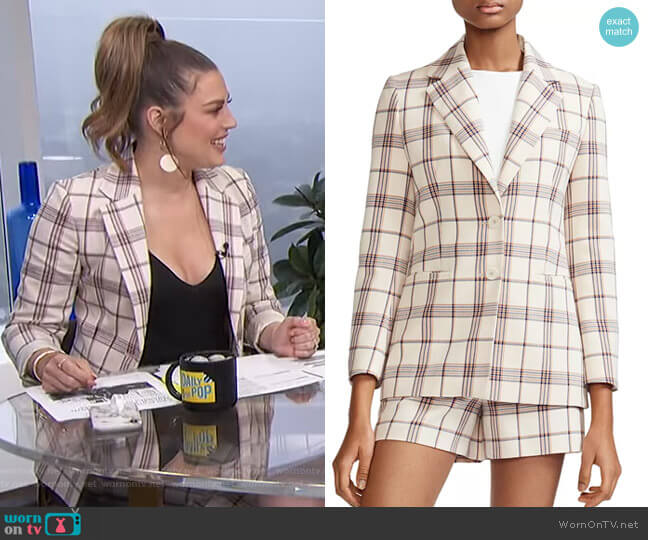 Maje Vanilla Check Blazer worn by Carissa Loethen Culiner on E! News