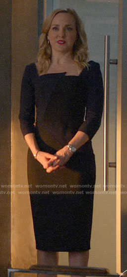 Marissa’s black and navy colorblock dress on Bull