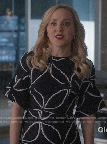 Marissa’s black and white flower pattern dress on Bull
