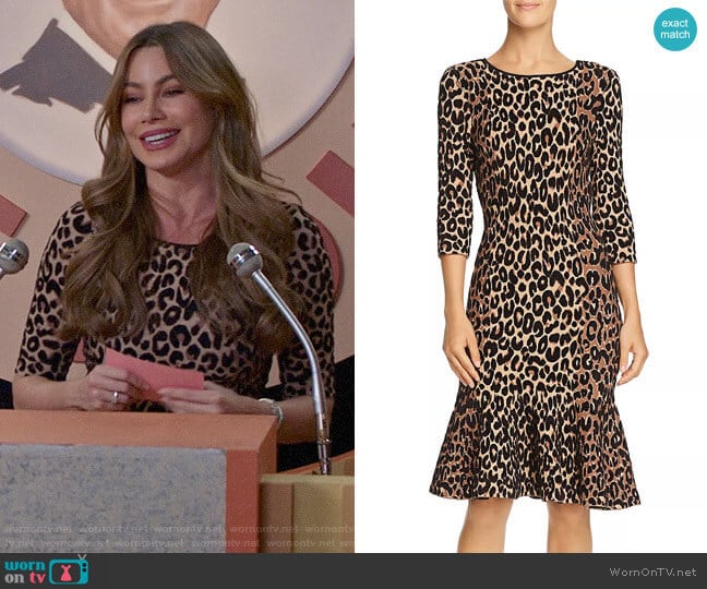 Milly Textured Leopard Animal-Print Mermaid Midi Dress worn by  Gloria Pritchett (Sofia Vergara) on Modern Family