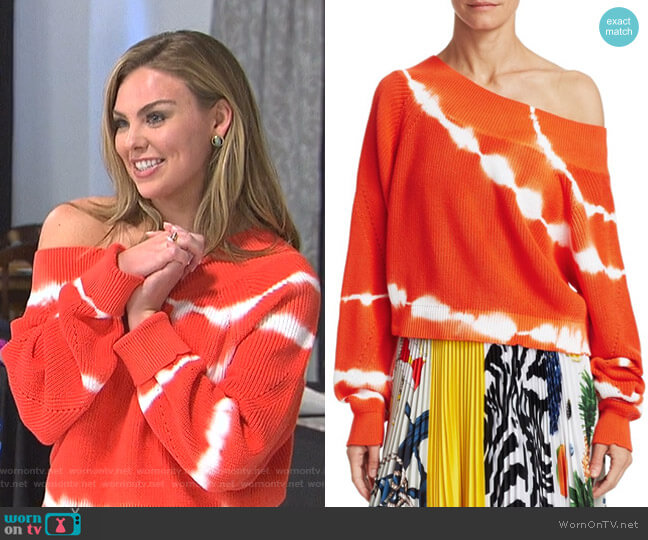 MSGM Tie-Dye Off-Shoulder Knit Sweater worn by Hannah Brown on The Bachelorette