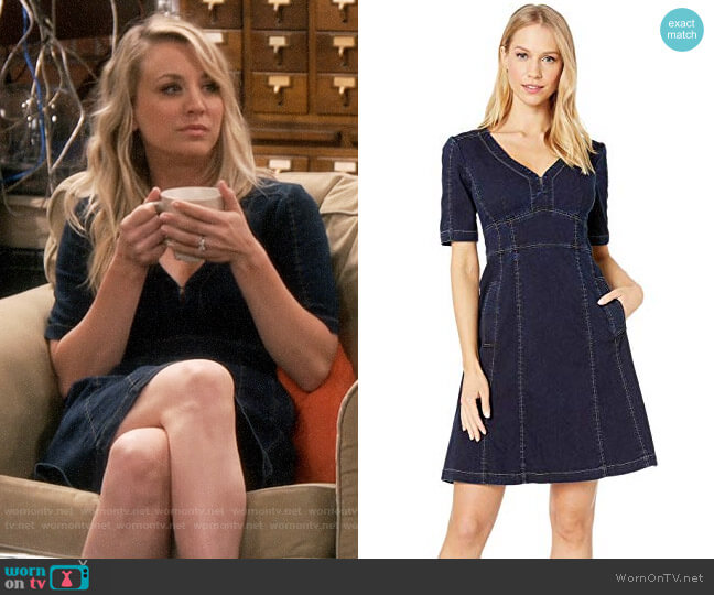 Nanette Lepore Explorer Denim Dress worn by Penny Hofstadter (Kaley Cuoco) on The Big Bang Theory