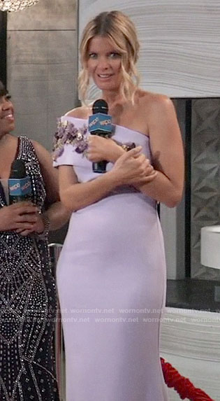 Nina’s purple one-shoulder Nurse’s Ball gown on General Hospital