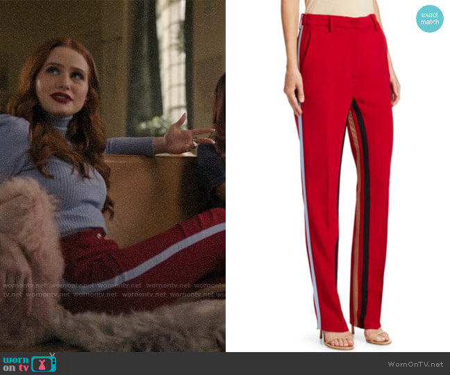Nº21 Side Stripe Straight Leg Pants worn by Cheryl Blossom (Madelaine Petsch) on Riverdale