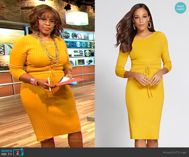 New York & Company Corset Sweater Dress - Gabrielle Union Collection worn by Gayle King on CBS Mornings