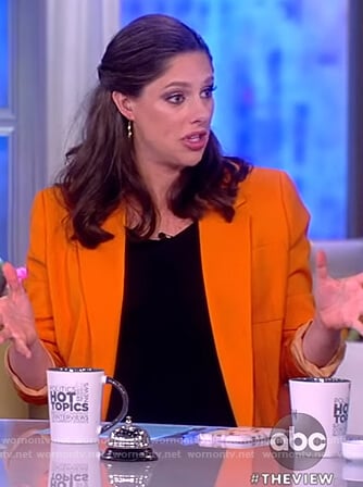 Abby’s orange ribbon embellished blazer on The View