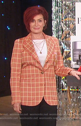 Sharon’s orange check blazer on The Talk