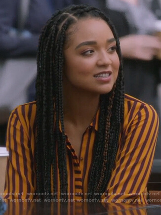 Kat’s orange stripe shirt on The Bold Type