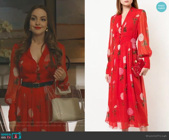 Oscar de la Renta Floral Print Maxi Dress worn by Fallon Carrington (Elizabeth Gillies) on Dynasty