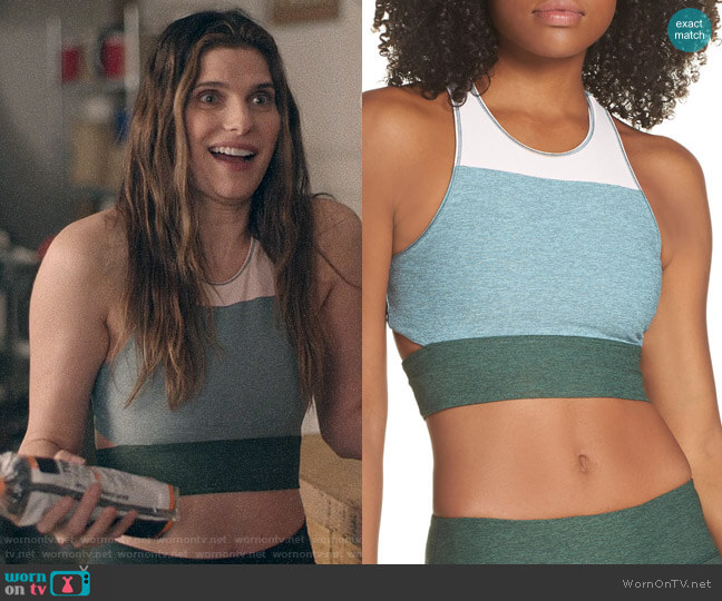 Outdoor Voices Tri-Tone Slashback Crop Top in Ballet / Slate / Hunter worn by Rio (Lake Bell) on Bless This Mess